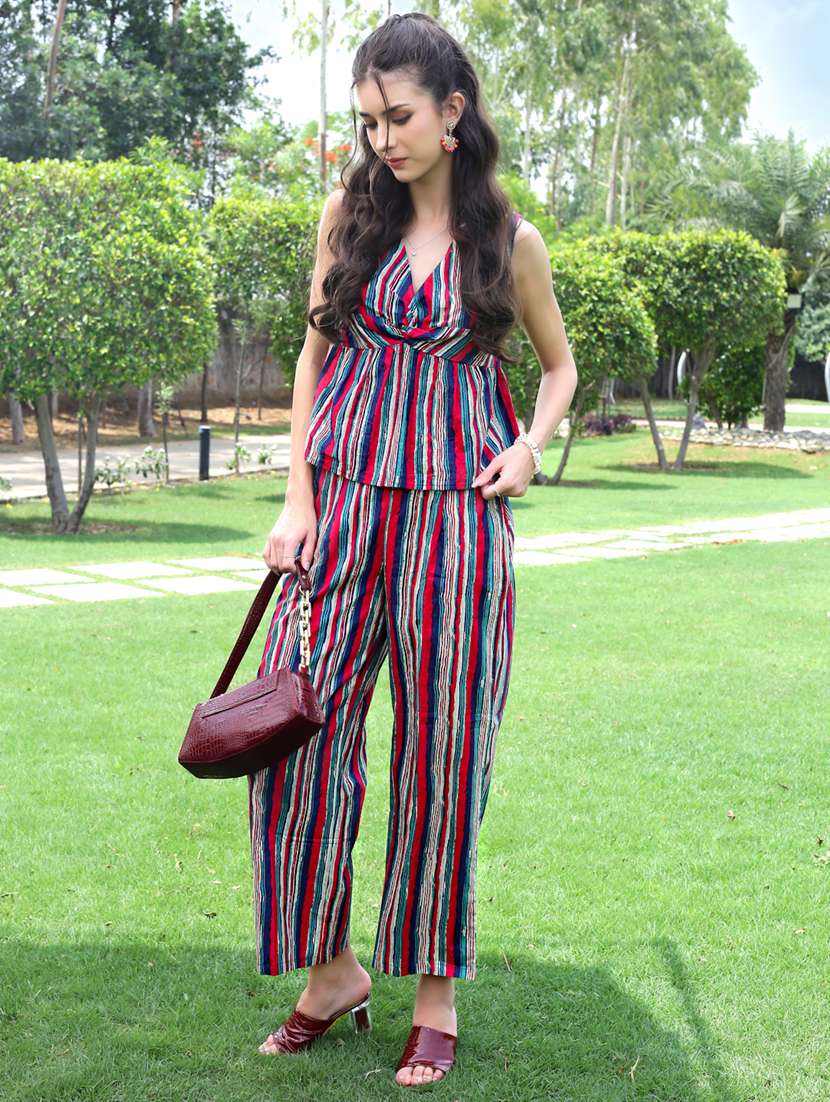 women striped top and trouser co-ord set