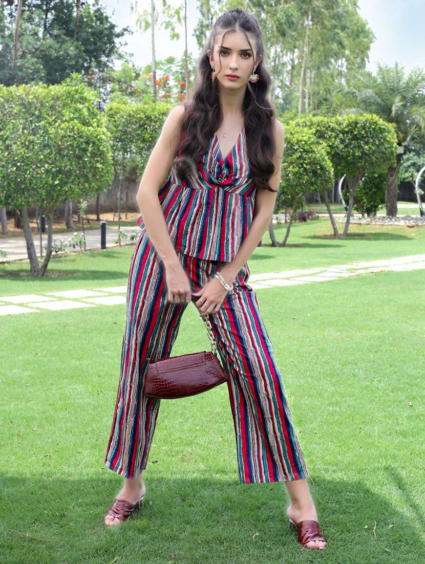 women striped top and trouser co-ord set - 21957852 -  Standard Image - 3