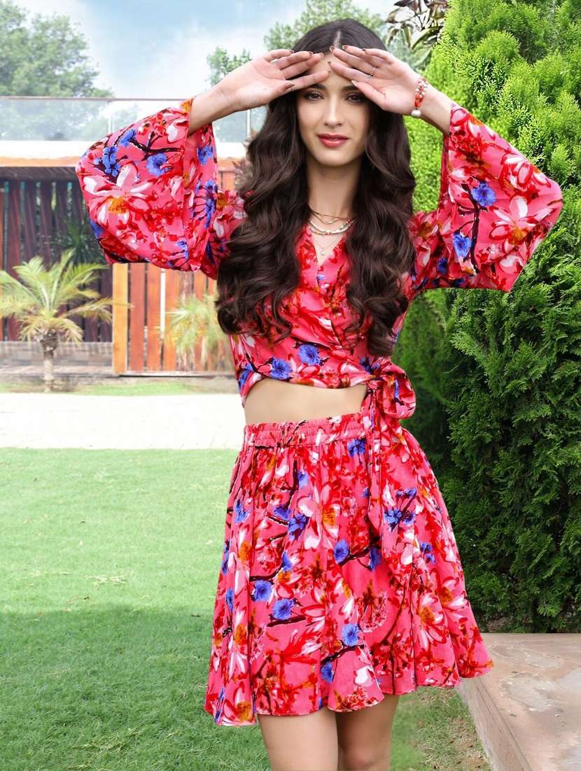 women printed top and skirt co-ord set - 21957856 -  Standard Image - 3