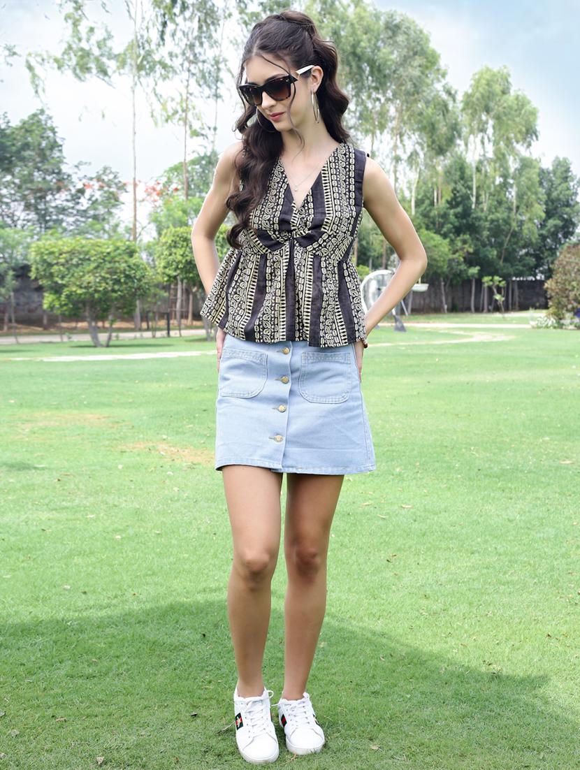 women printed sleeveless peplum top - 21957859 - Standard Image - 3