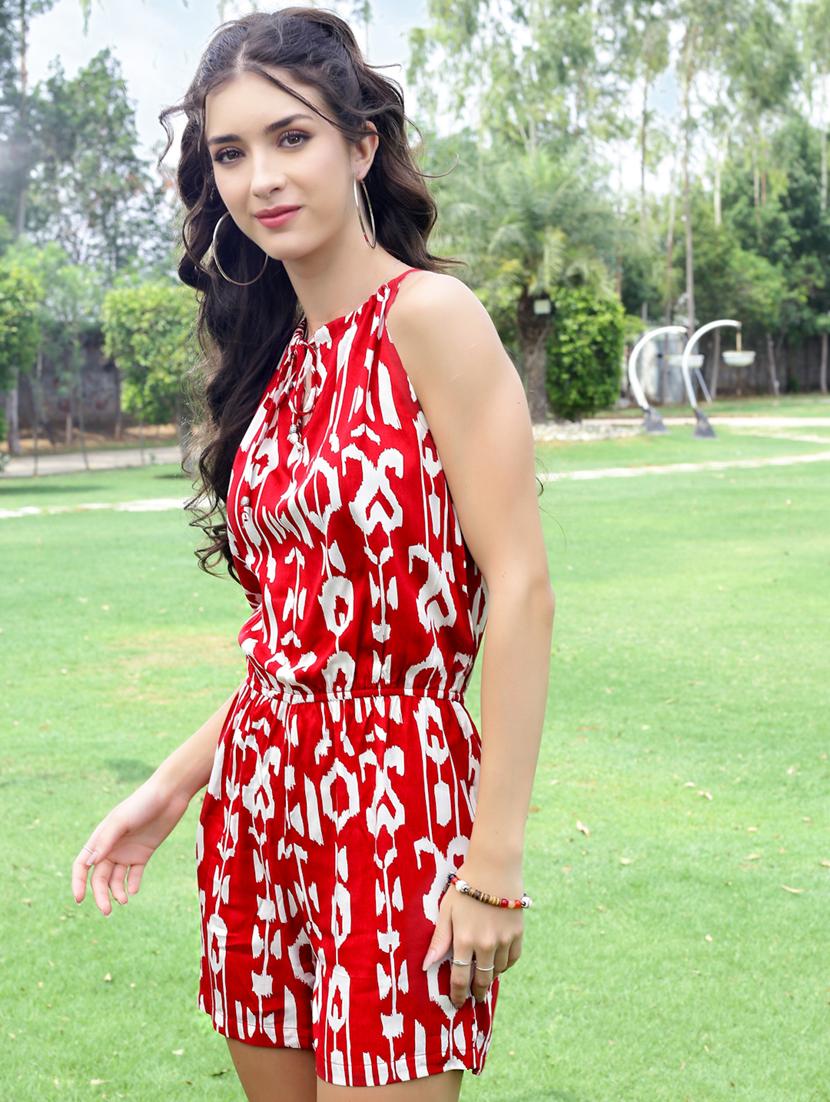 women printed halter neck sleeveless romper - 21957872 - Zoom Image - 0