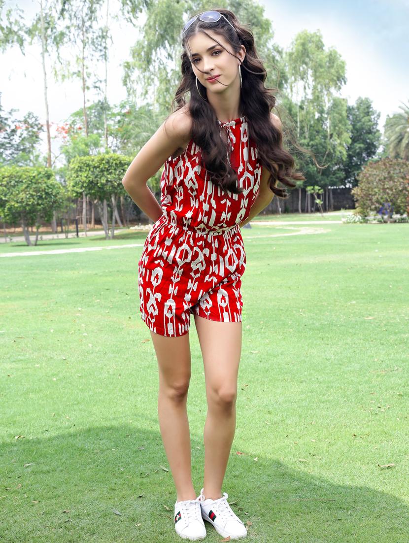 women printed halter neck sleeveless romper - 21957872 - Standard Image - 3