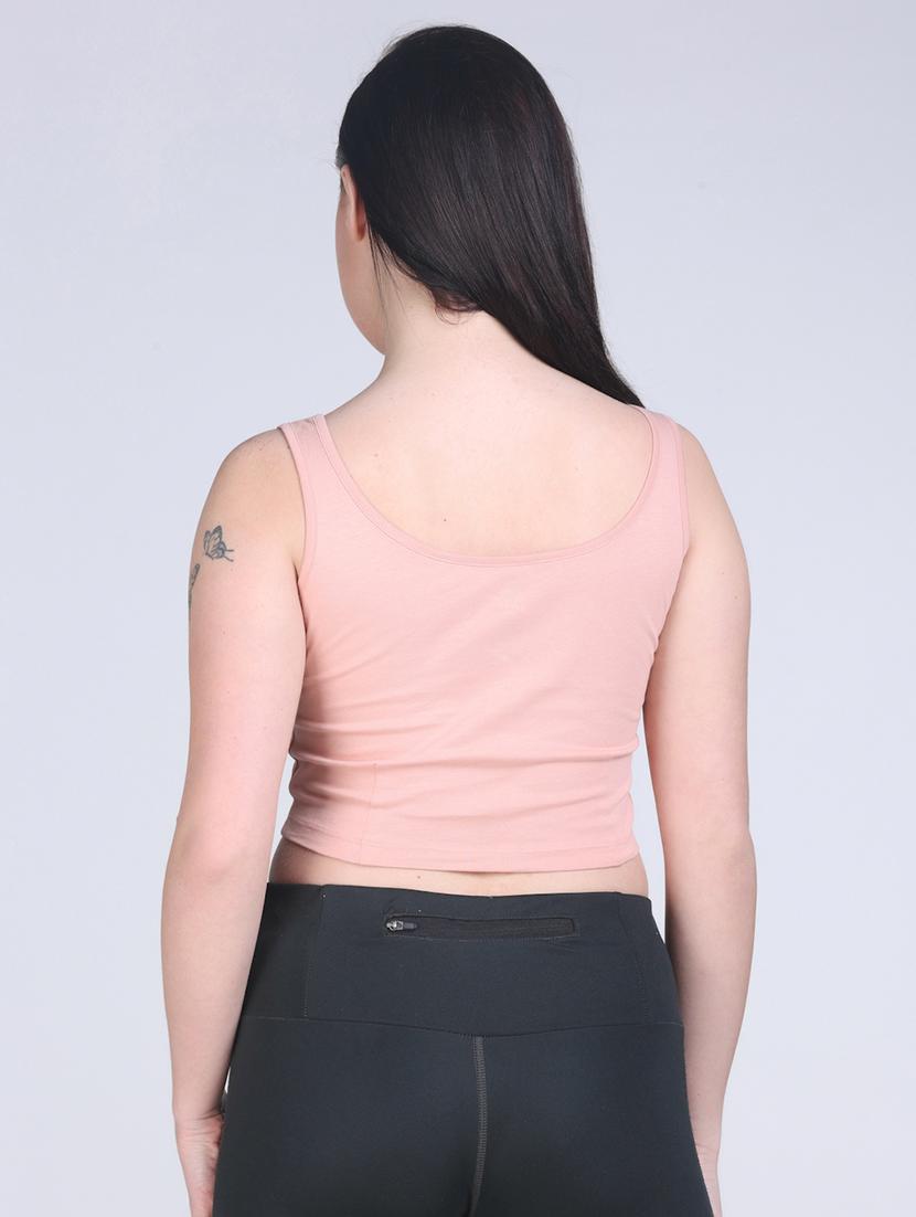women pink solid sleeveless crop top - 21957882 - Standard Image - 3