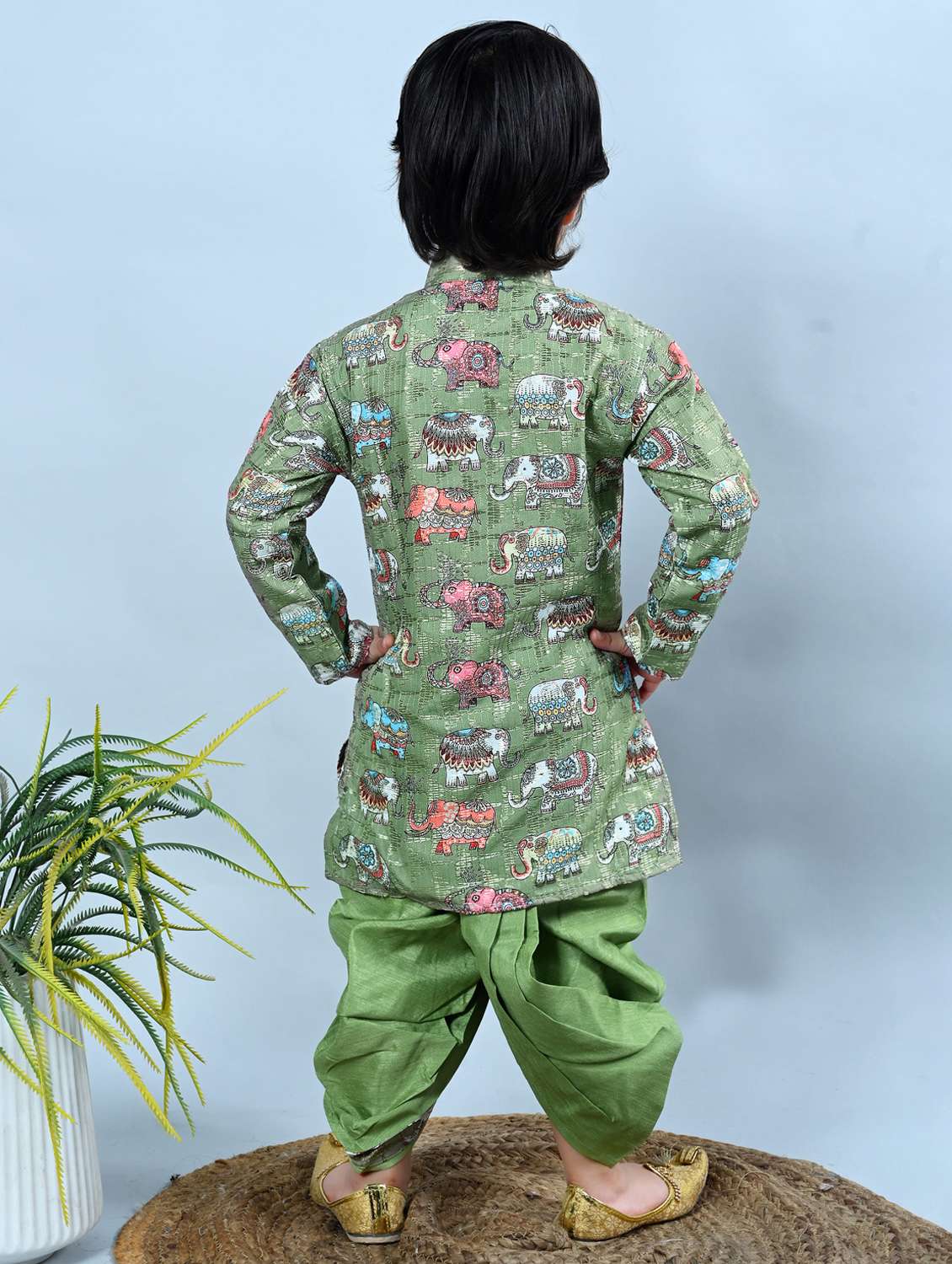 kids printed mandarin neck dhoti kurta set - 21957883 - Standard Image - 3