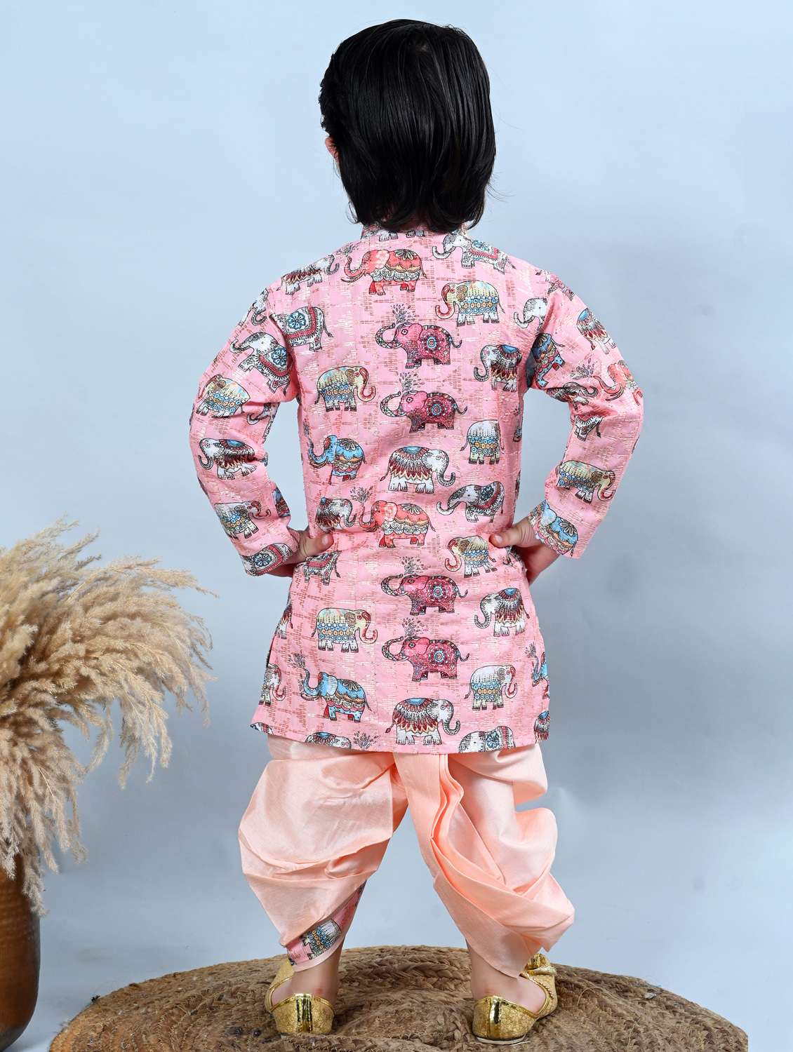 kids printed mandarin neck dhoti kurta set  - 21957884 -  Standard Image - 3