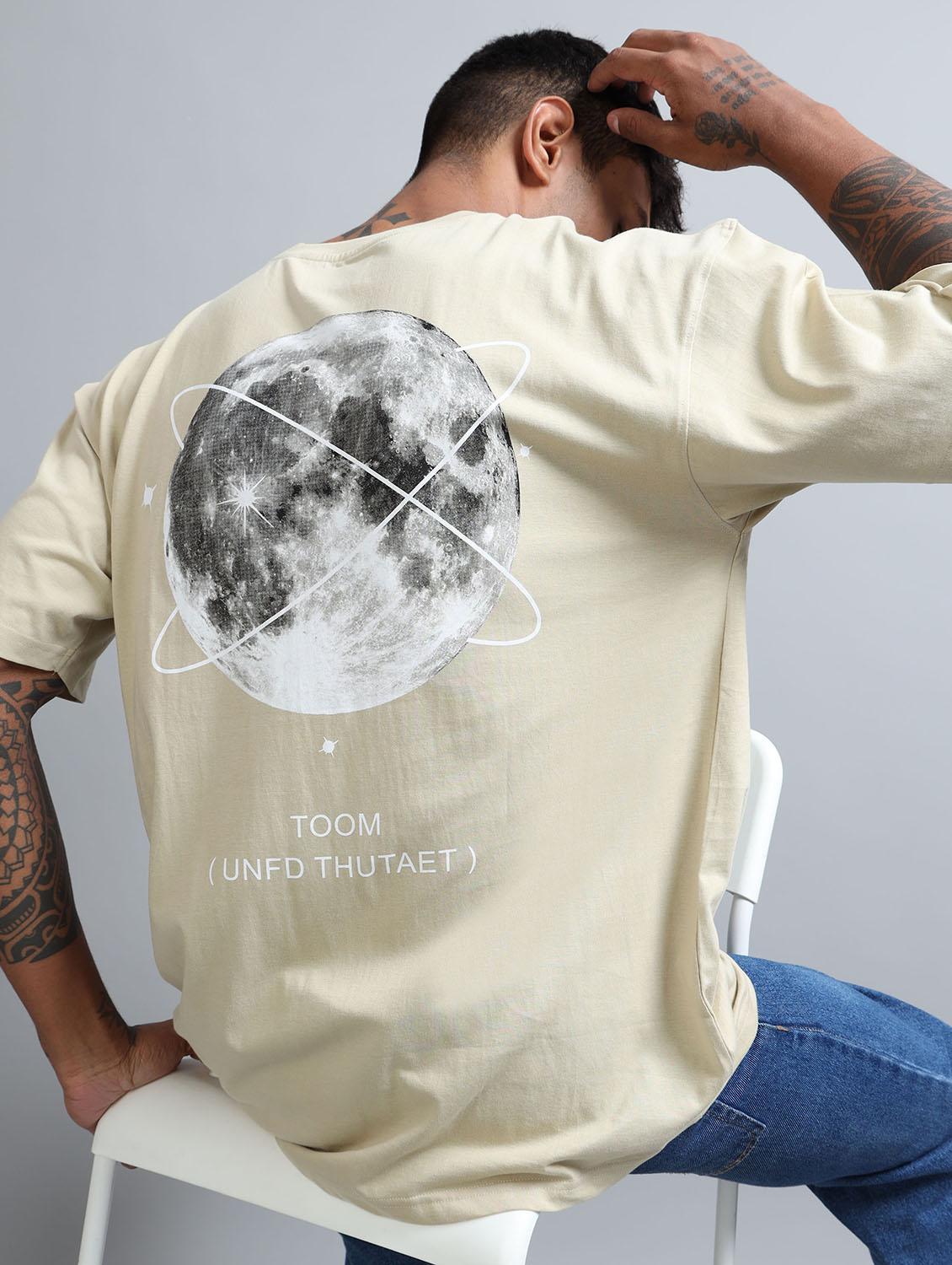 men front & back print round neck oversized t-shirt