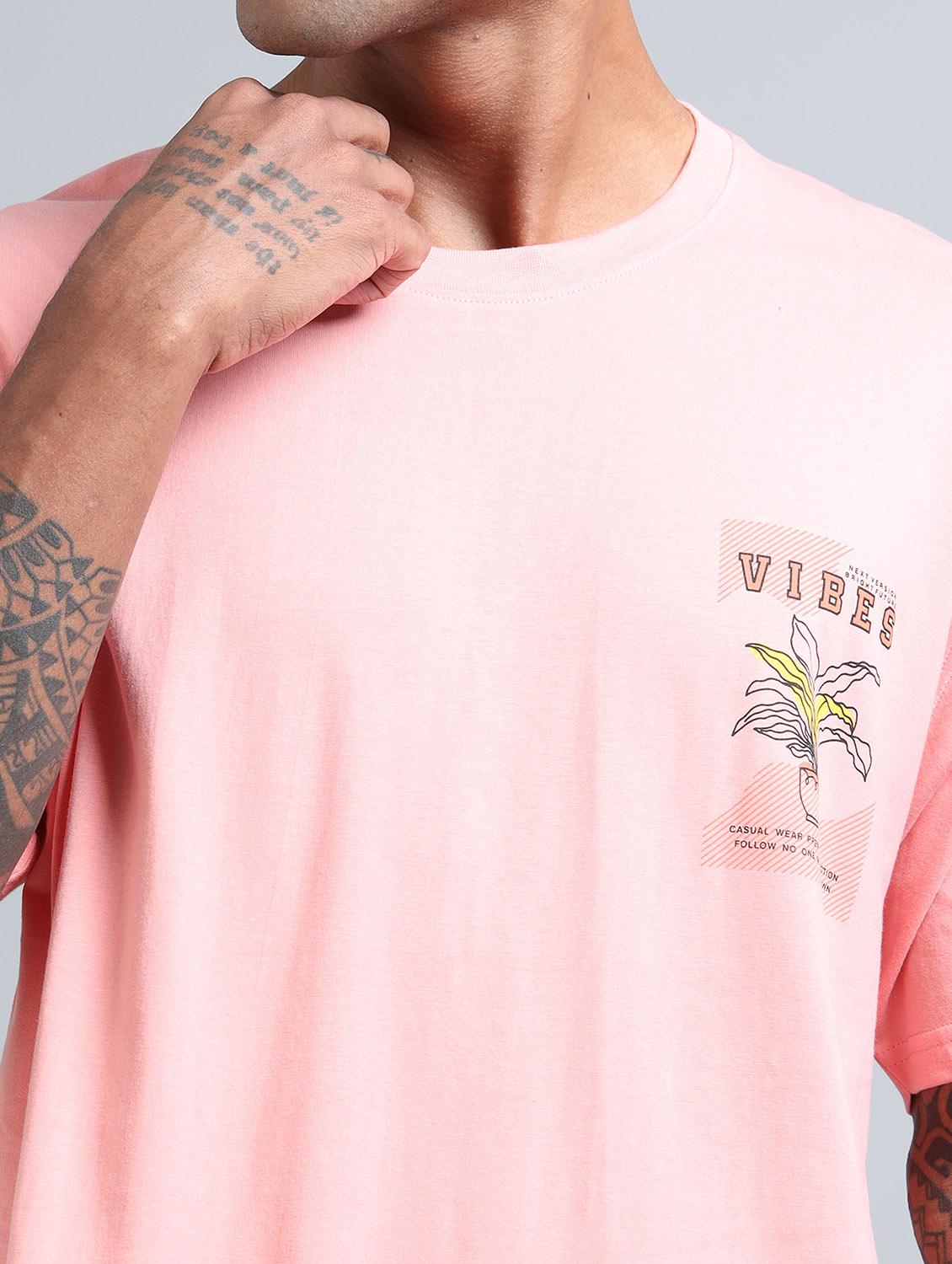 men front & back print round neck oversized t-shirt - 21957905 - Standard Image - 3