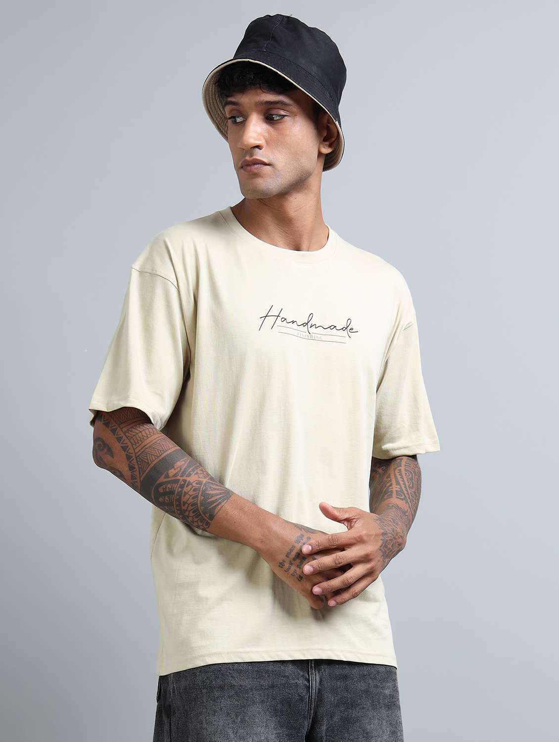 men chest print short sleeve oversized t-shirt