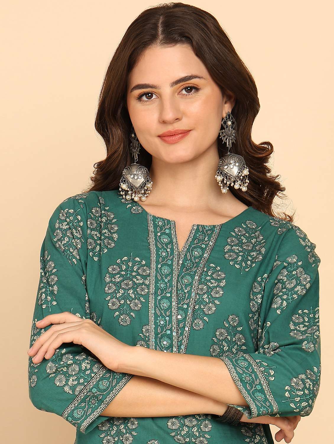 women three quarter sleeve kurta palazzo with dupatta set - 21957925 -  Standard Image - 5