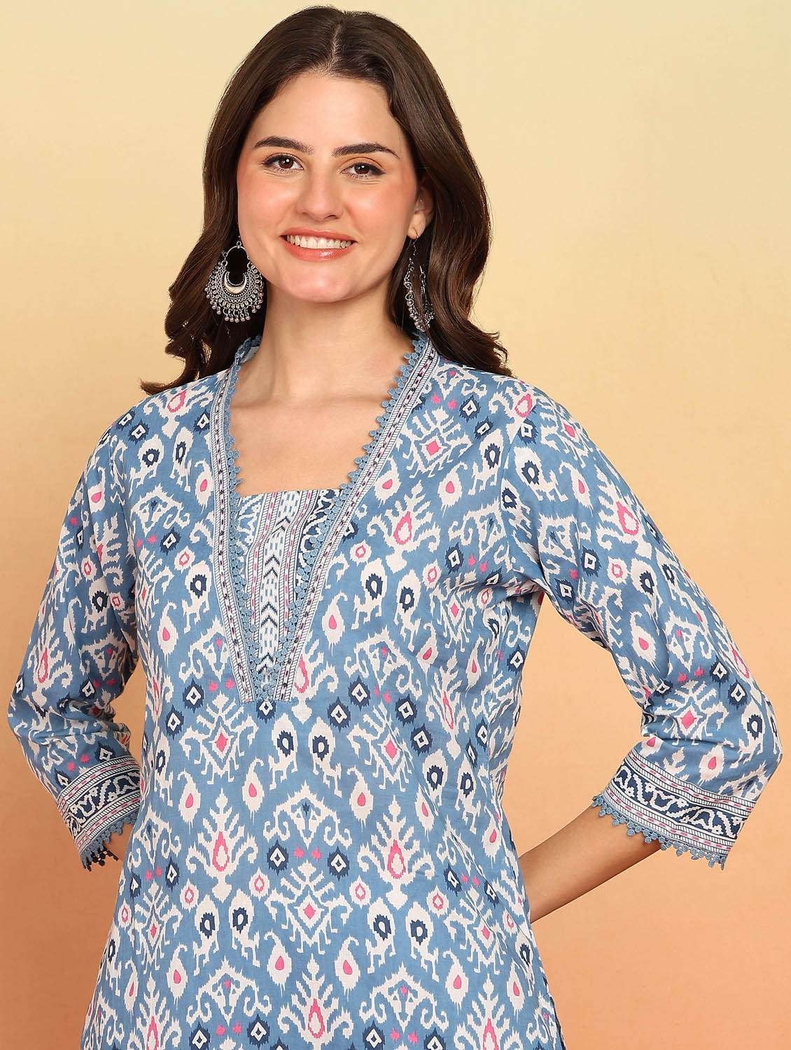 women three quarter sleeve kurta pant with dupatta set - 21957937 -  Standard Image - 5