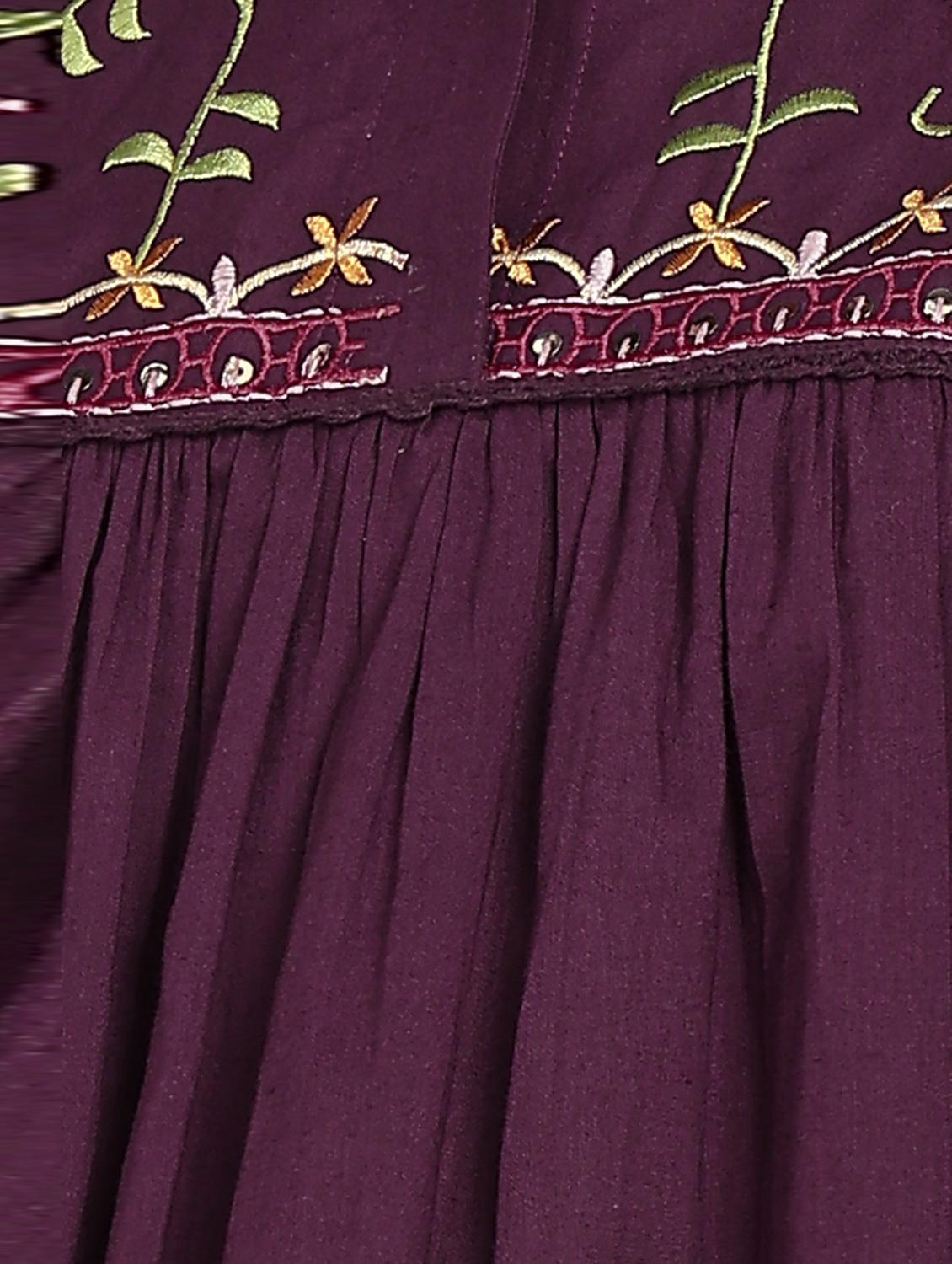 women purple embroidered collared tiered ethnic dress - 21957940 - Standard Image - 5