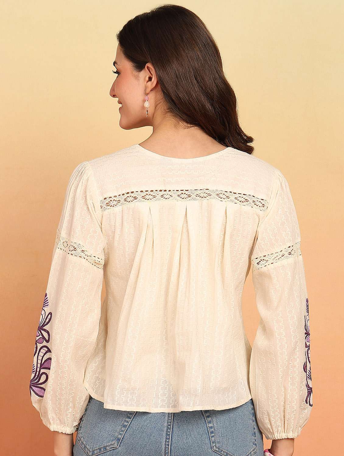 women embroidered long sleeve ethnic top - 21957948 -  Standard Image - 3