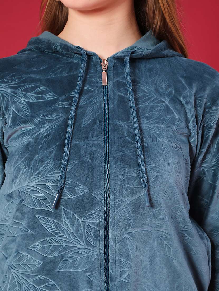 women self designed long sleeve hooded sweatshirt - 21958021 -  Standard Image - 5