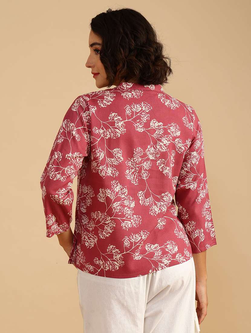 women printed printed quarter sleeve a-line top - 21958055 -  Standard Image - 3