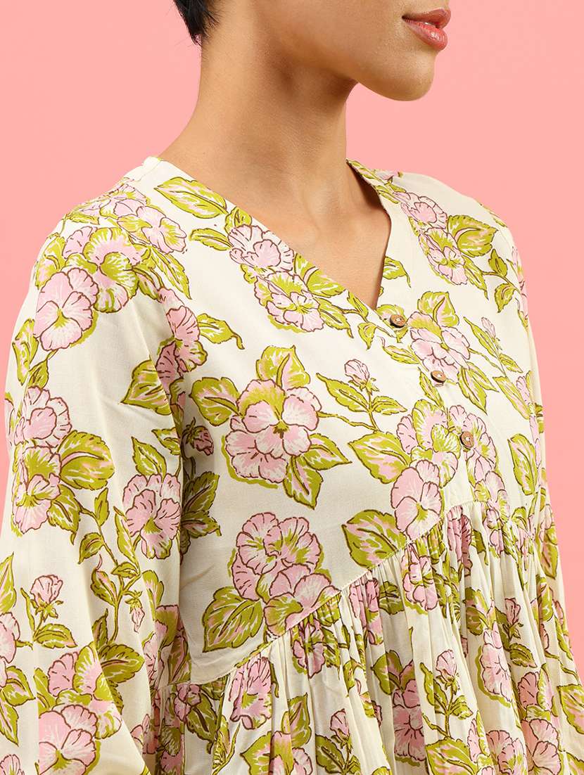 women printed three quarter sleeve kurti - 21958056 -  Standard Image - 5