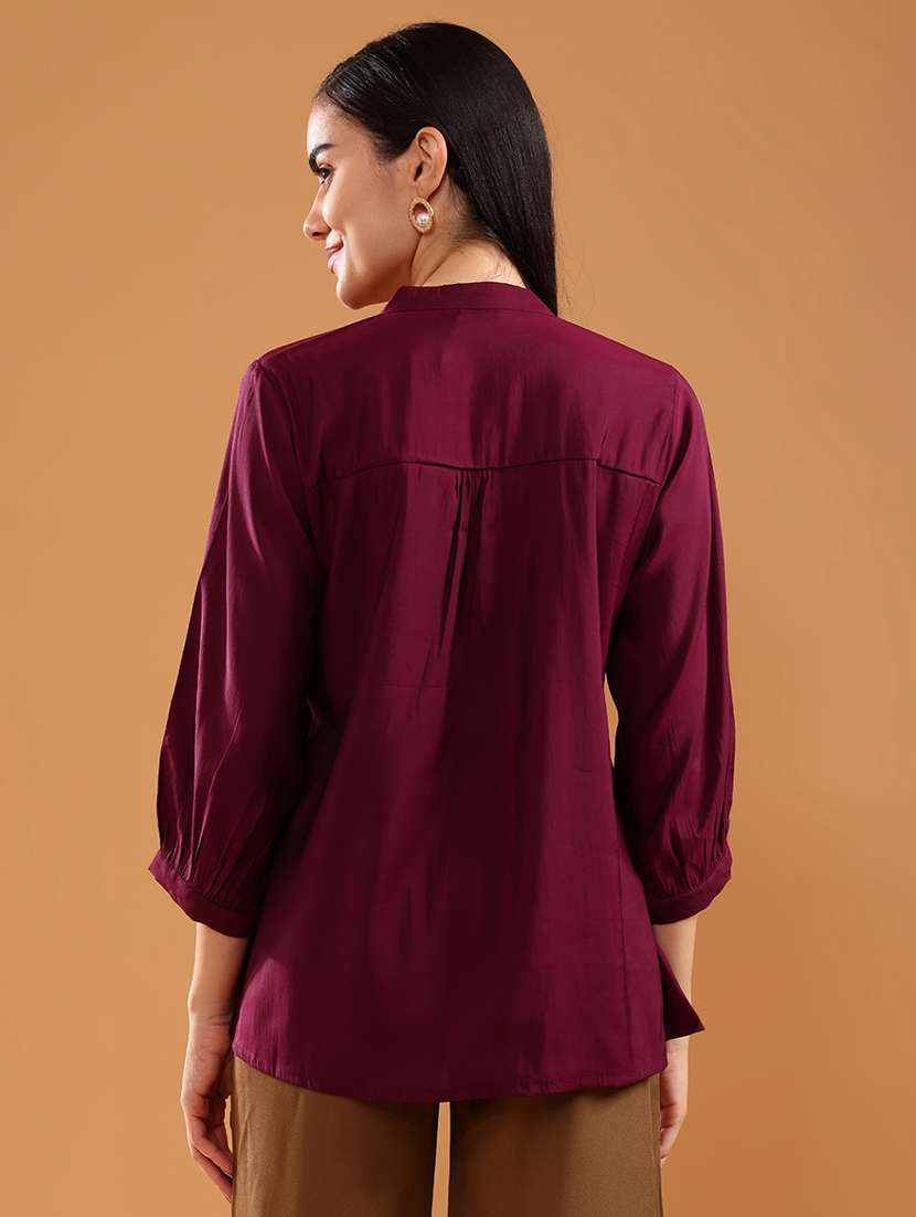 women embroidered three quarter sleeve kurti - 21958058 -  Standard Image - 3