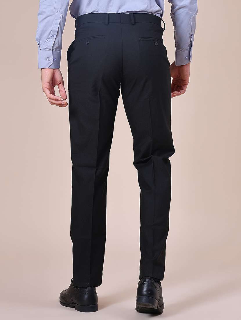 men solid mid rise flat front formal trouser - 21958121 -  Standard Image - 3
