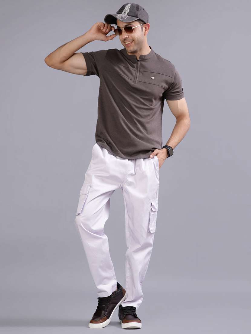 men solid mid rise regular fit cargo  - 21958124 -  Standard Image - 5