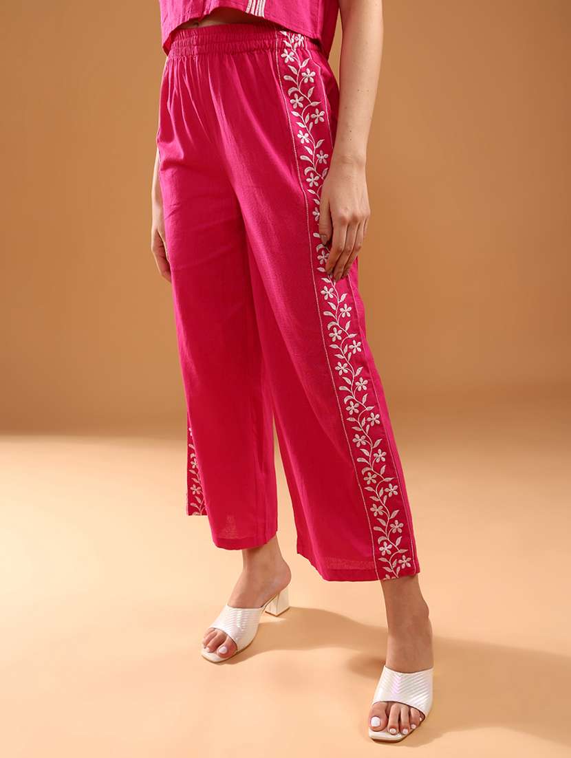 women embroidered mid rise cullotes