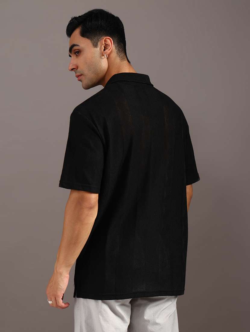 men self design short sleeve loose fit casual shirt - 21958222 -  Standard Image - 3