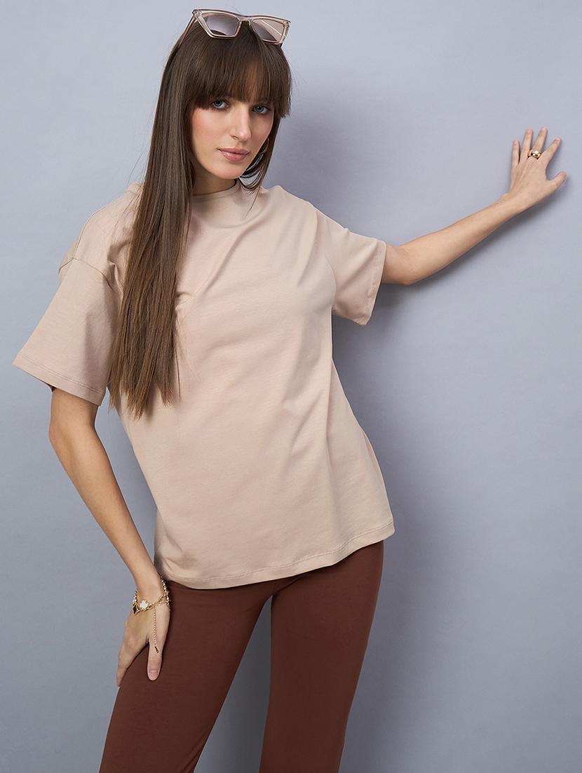 women solid short sleeve loose fit t-shirt - 21958270 -  Zoom Image - 0