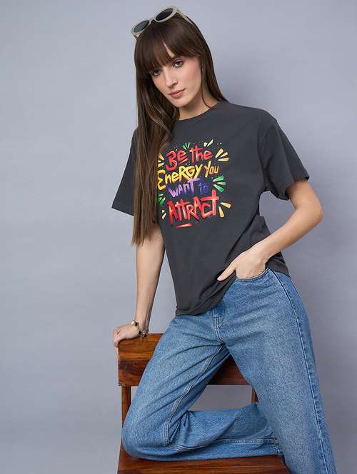 women printed short sleeve loose fit t-shirt - 21958277 - Standard Image - 0