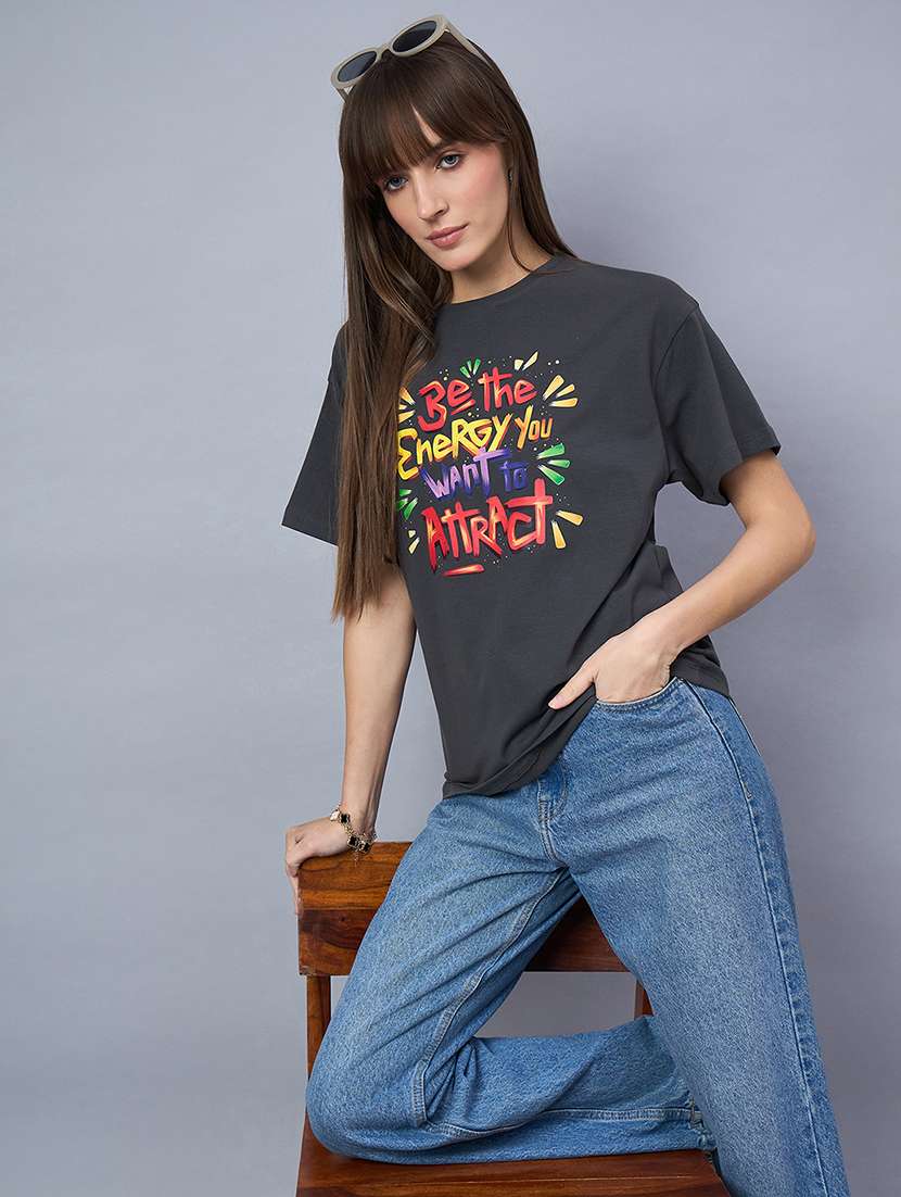 women printed short sleeve loose fit t-shirt