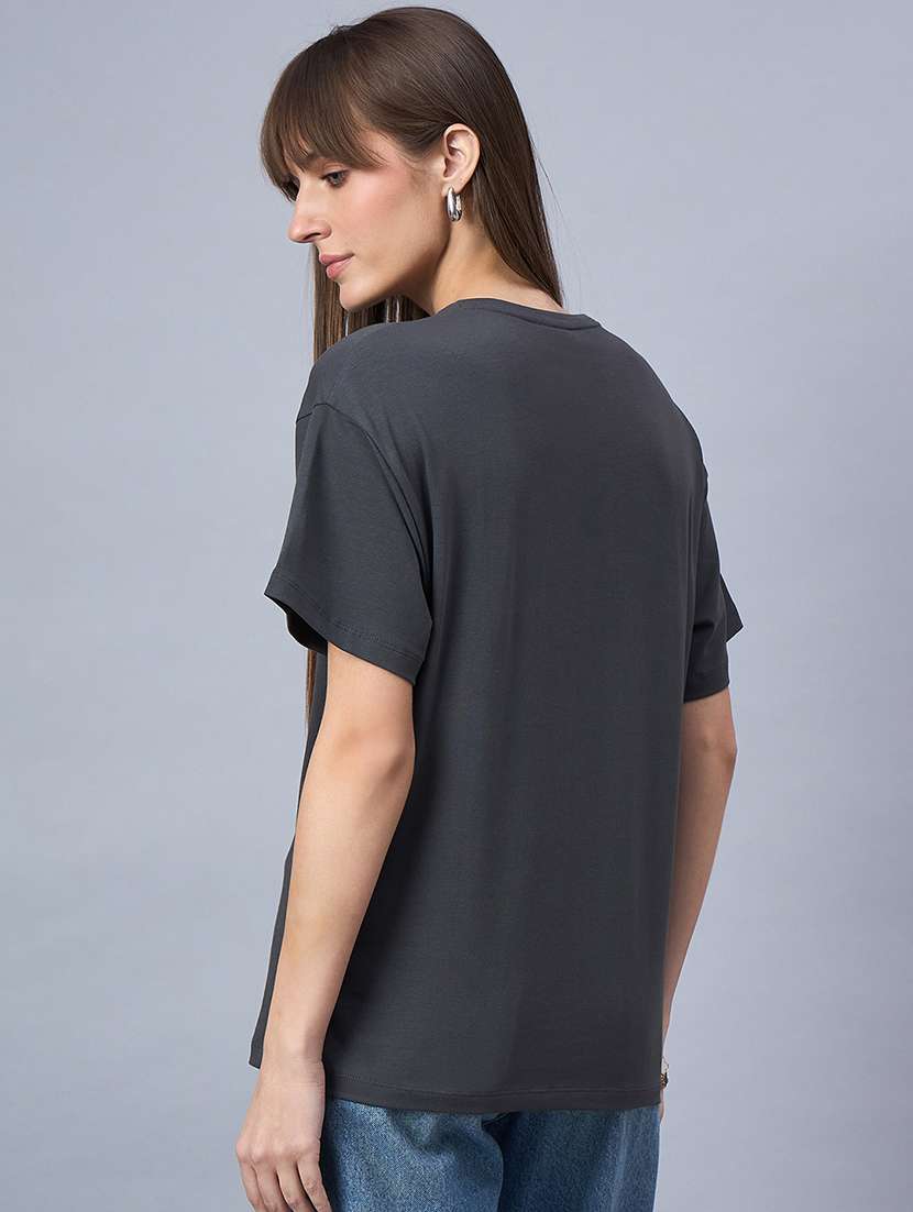 women printed short sleeve loose fit t-shirt - 21958277 - Standard Image - 3