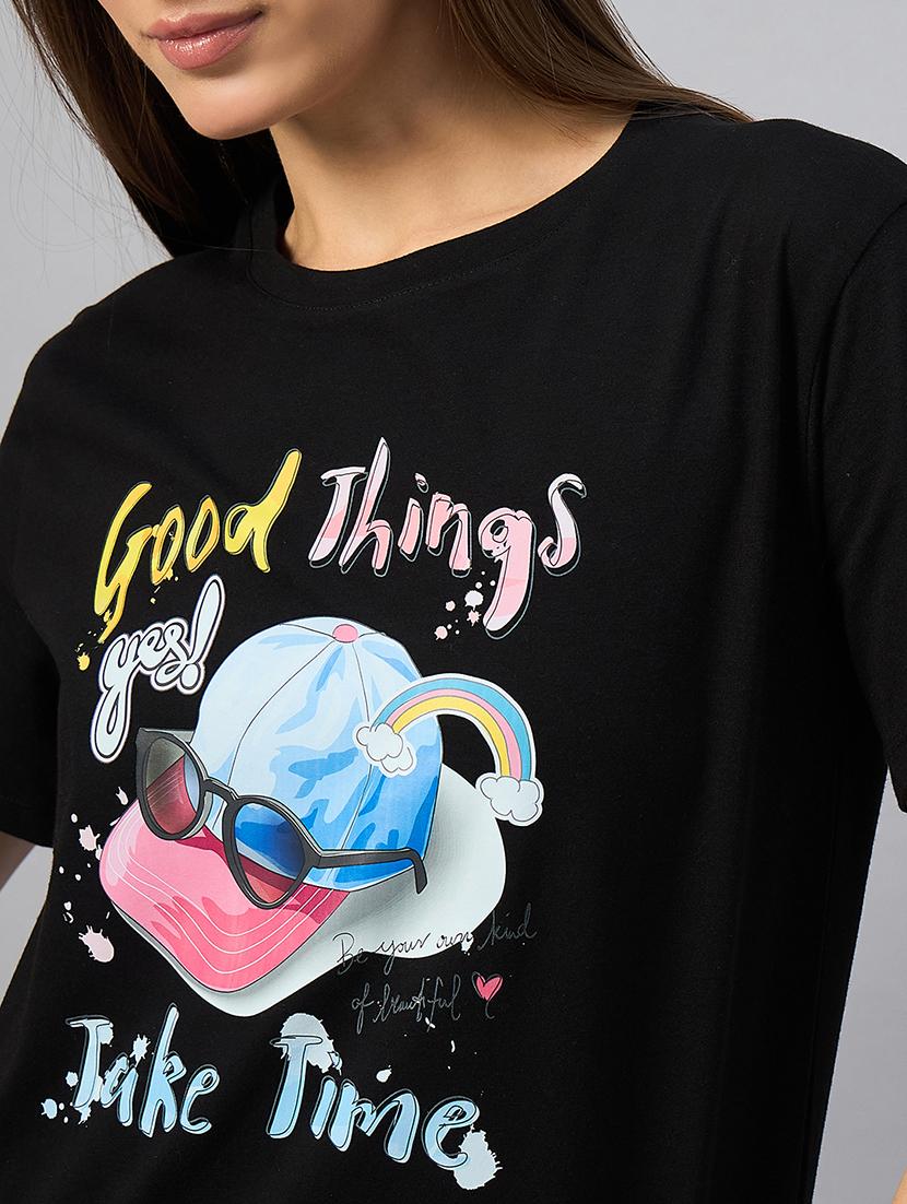 women printed short sleeve loose fit t-shirt - 21958282 - Standard Image - 5