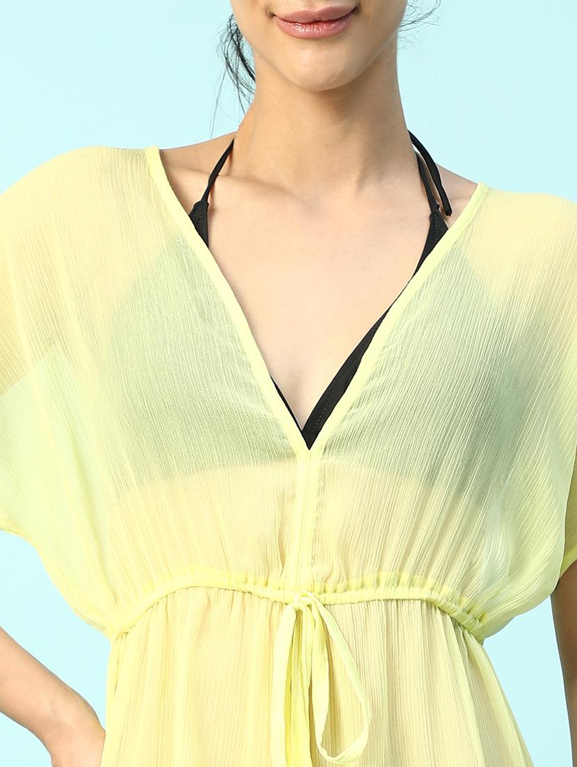 women solid sheer beachwear coverup kaftan - 21958308 - Standard Image - 5