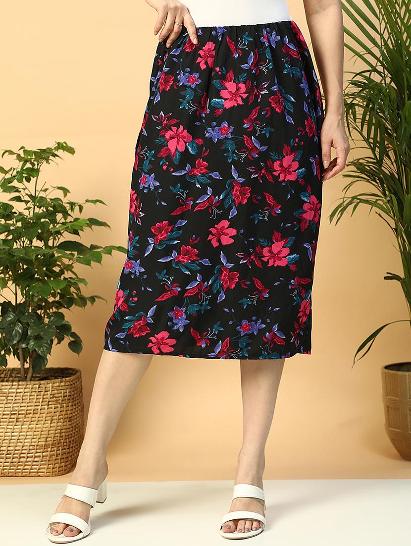 women floral print high rise a-line skirt - 21958313 -  Zoom Image - 0