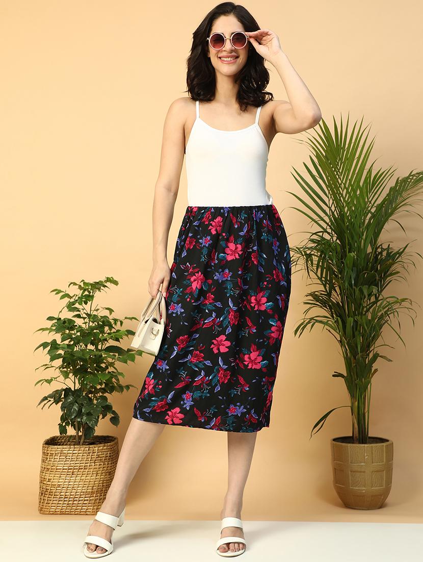 women floral print high rise a-line skirt - 21958313 - Standard Image - 3