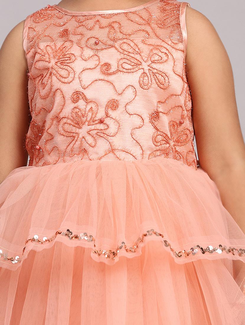 kids embroidered sleeveless part wear frock - 21958318 - Standard Image - 3
