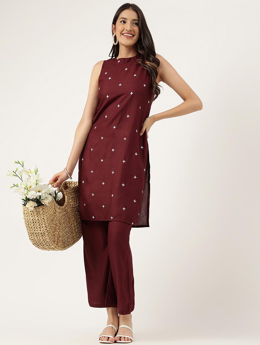 women embroidered sleeveless kurta palazzo set - 21958342 - Zoom Image - 0