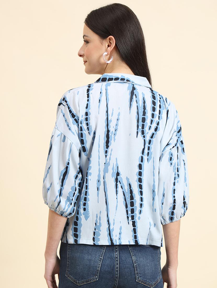 women tie & dye cuban collared shirt - 21958348 - Standard Image - 3