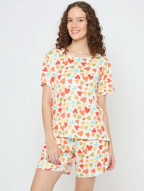 women printed nightwear shorts set - 21958368 -  Standard Image - 0