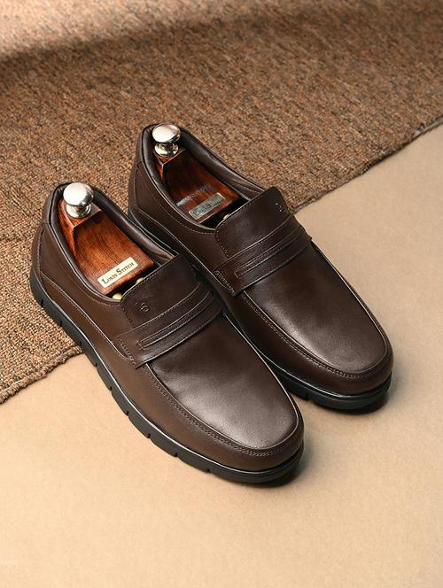 men brown slip on formal shoes - 21958410 - Standard Image - 0