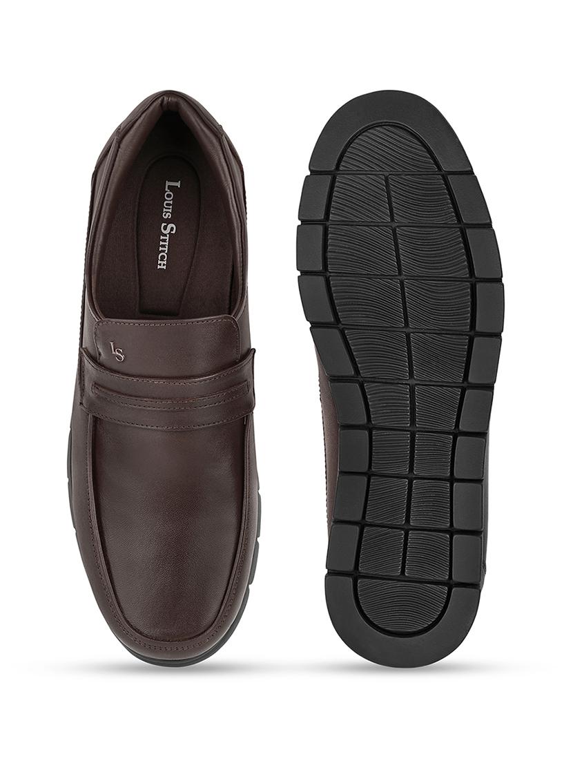 men brown slip on formal shoes - 21958410 - Standard Image - 5