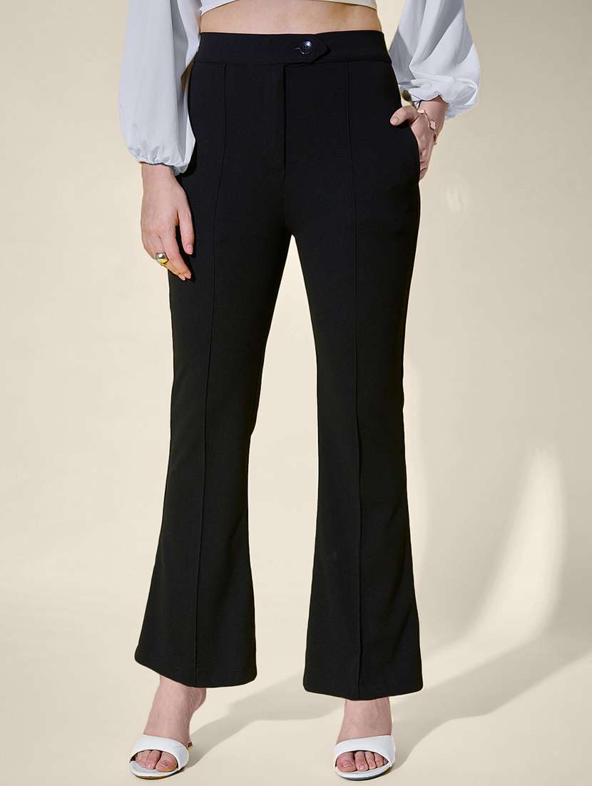 women solid mid rise bootcut trouser - 21958435 -  Zoom Image - 0