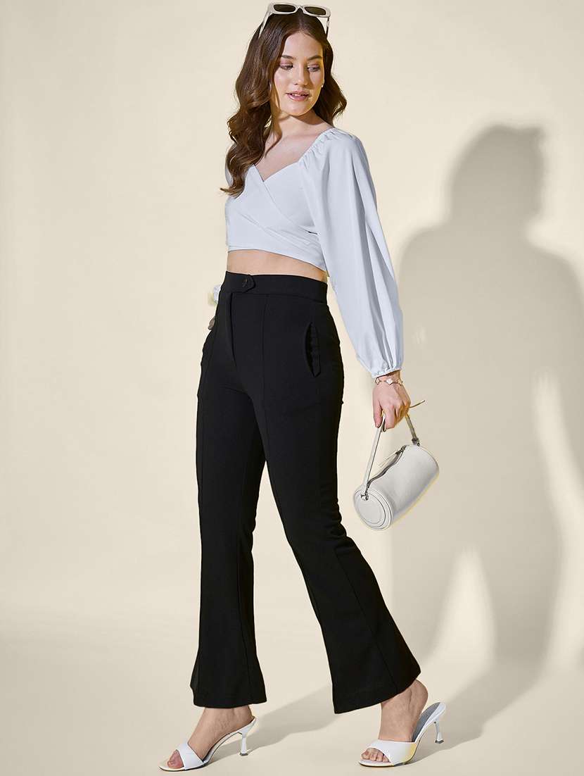 women solid mid rise bootcut trouser - 21958435 - Standard Image - 5