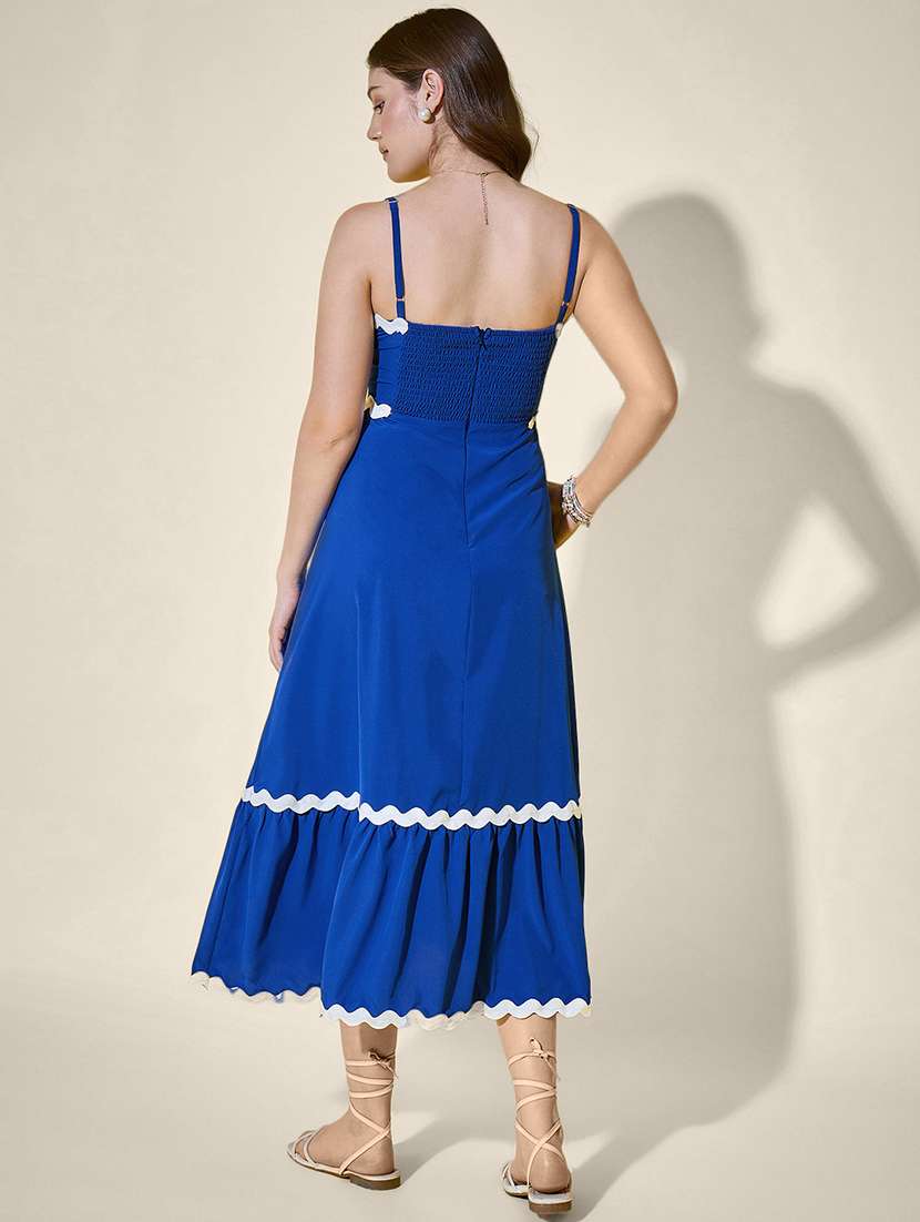 women solid shoulder strap tiered dress - 21958444 - Standard Image - 3