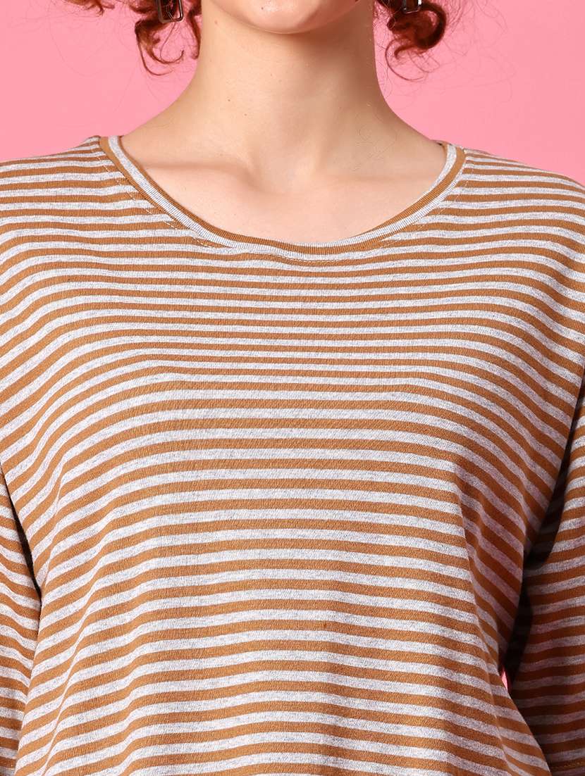 women striped short sleeve loose fit t-shirt - 21958447 - Standard Image - 5