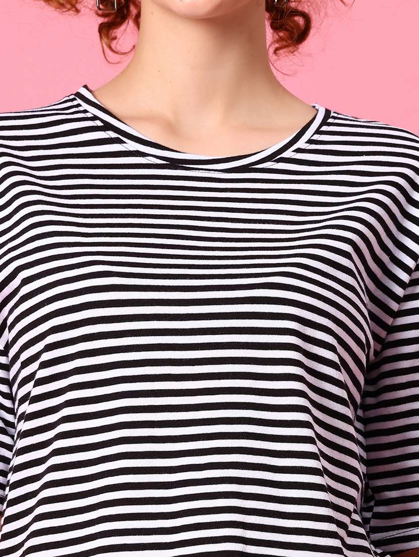 women striped short sleeve loose fit t-shirt - 21958450 -  Standard Image - 5