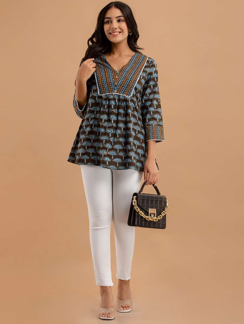 women three quarter sleeve a-line kurti - 21958455 - Zoom Image - 0