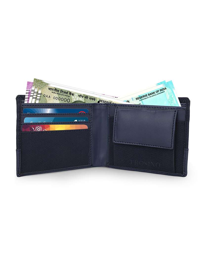 men navy blue leatherette wallet
