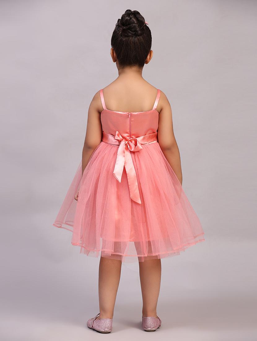 girls solid shoulder strap fit & flare dress - 21958470 - Standard Image - 3
