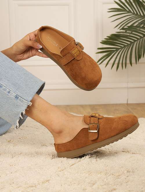 women tan slip on mule - 21958482 - Standard Image - 0