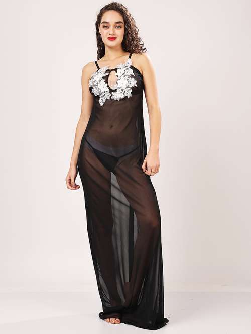 women embellished shoulder strap babydoll set - 21958501 -  Standard Image - 0