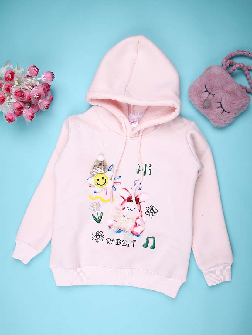 girls printed long sleeve hooded swwatshirt 