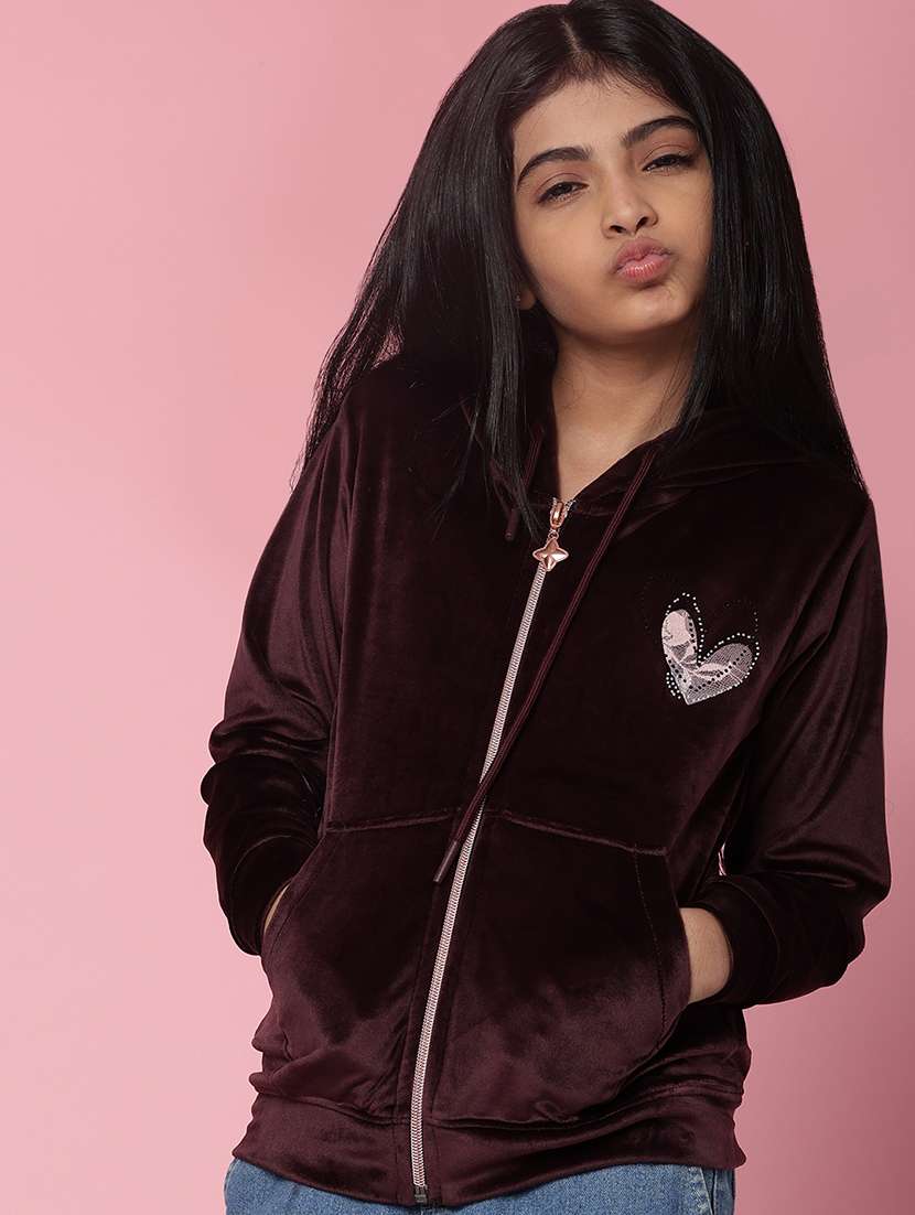 girls solid with work long sleeve sweatshirt